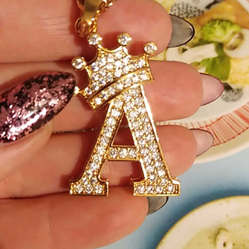 ♛ A-Z English Crown Letter Necklace ♛