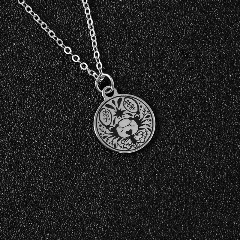 ★☾ Silver Stainless Steel Zodiac Sign Necklace ☽★